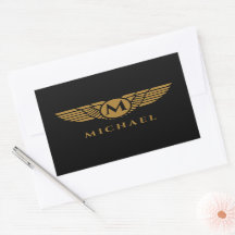 Angel Wings Vintage Golden Name Initial Monogram