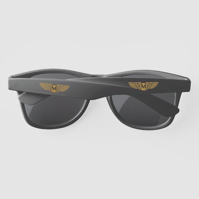 Angel Wings Vintage Golden Name Initial Monogram   Sunglasses (Back)