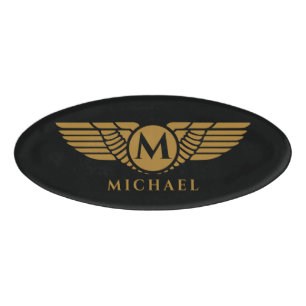 Angel wings vintage golden name initial monogram   tag