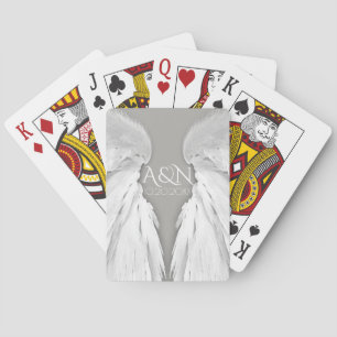 ANGEL WINGS Wedding Initials Elegant Grey Playing Cards