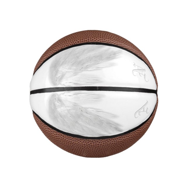 ANGEL WINGS White Custom Monogram Mini Basketball (Front)