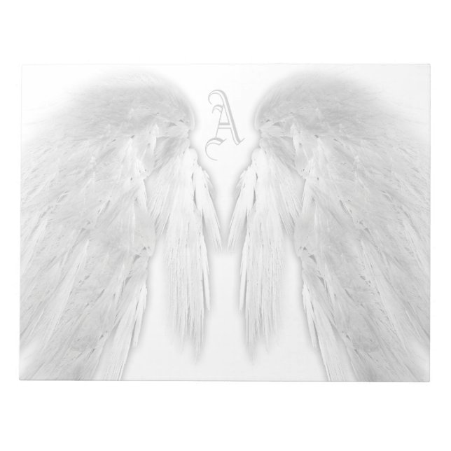 ANGEL WINGS White Custom Monogram Notepad (Front)