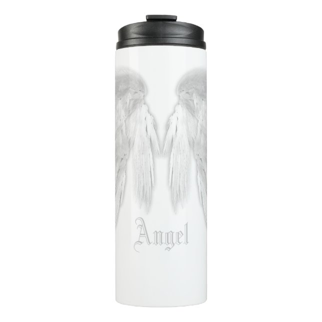 ANGEL WINGS White Custom Name Thermal Tumbler (Front)