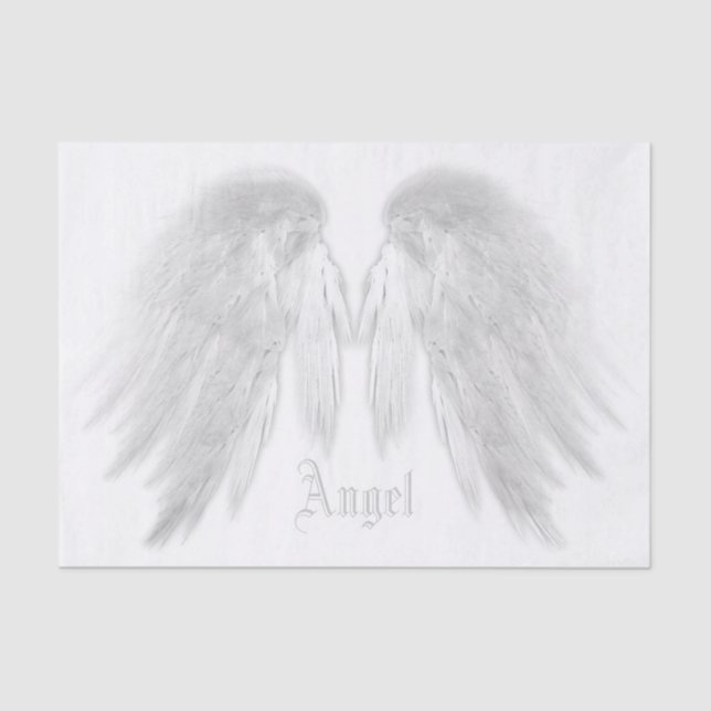 ANGEL WINGS White Custom Name Tissue Paper (Front)