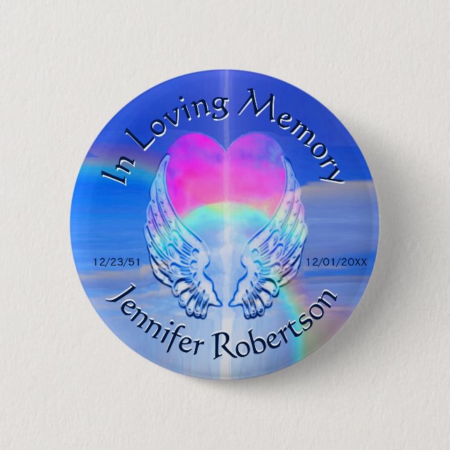 Angel Wings with Heart 6 Cm Round Badge (Front)