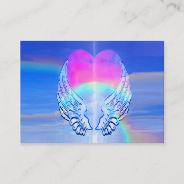 Angel Wings Wrapped Around a Heart Business Card (Front)