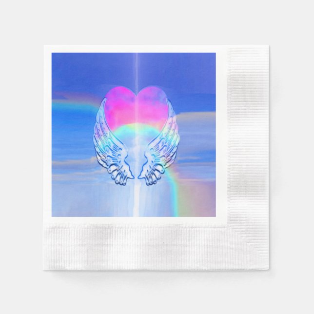 Angel Wings Wrapped Around a Heart Napkin (Front)