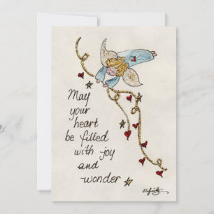 Angel Wishes You Joy & Wonder Watercolor art Holiday Card