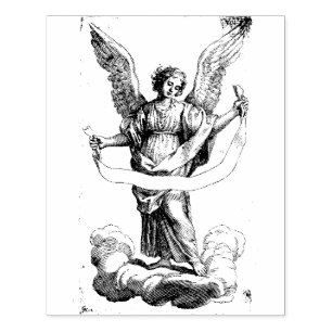 Angel with a Banderole Rubber Stamp