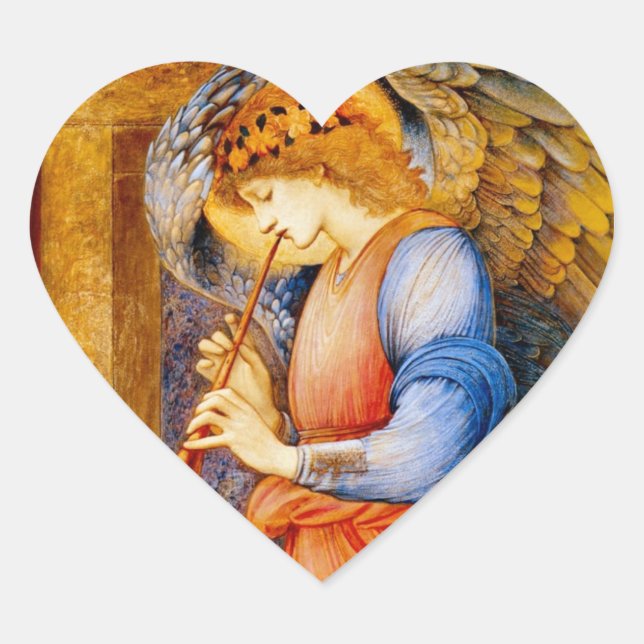 Angel With a Trumpet Heart Sticker (Front)