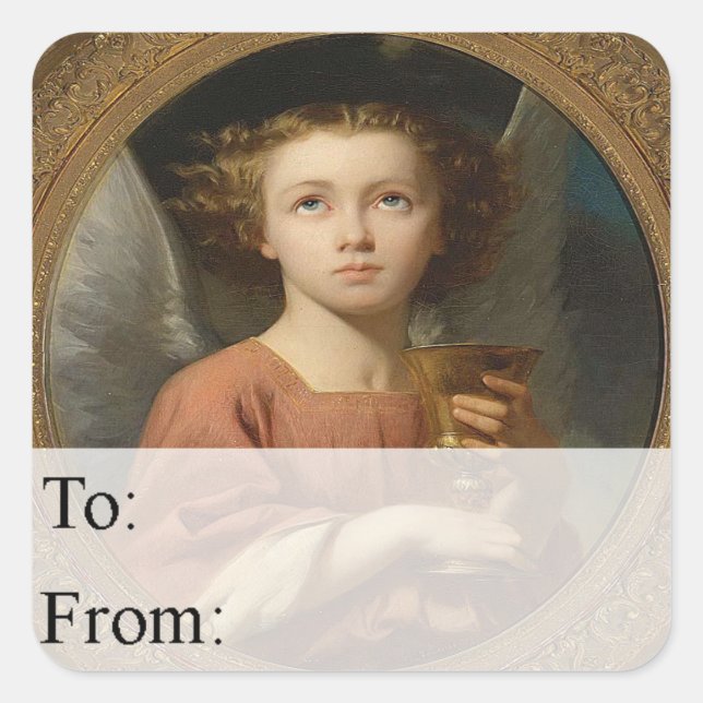 Angel With Chalice Vintage Christmas Gift Tag (Front)