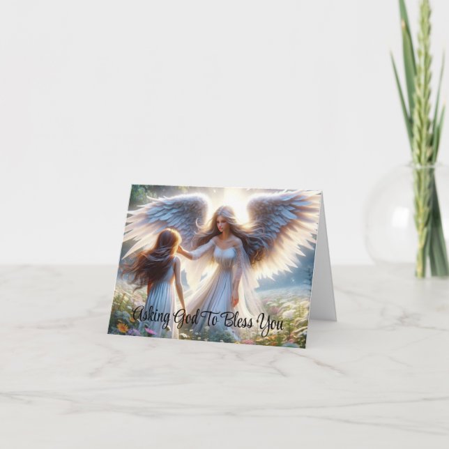 Angel With Child Greeting Card (Front)