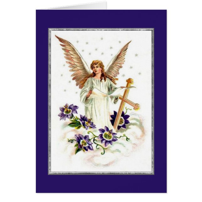 Angel With Cross And Clematis Flowers (Front)