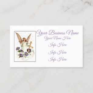 Angel With Cross And Clematis Flowers Business Car Card