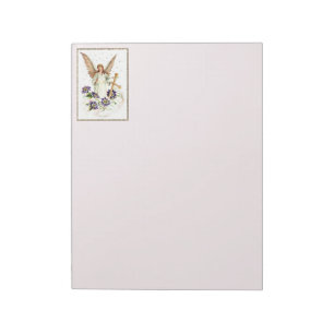Angel With Cross And Clematis Flowers Notepad