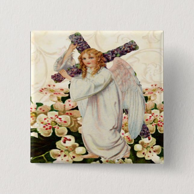 Angel With Cross Button (Front)