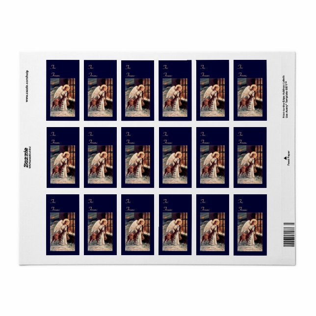 Angel with Deer Christmas Gift Tag Stickers (Full Sheet)