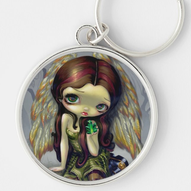 "Angel with Emeralds" Keychain (Front)