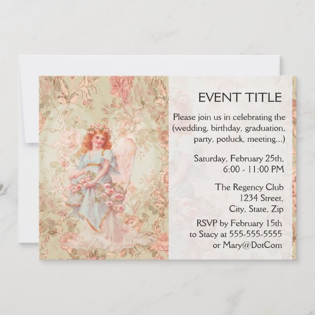 Angel with flowers invitation (Front)