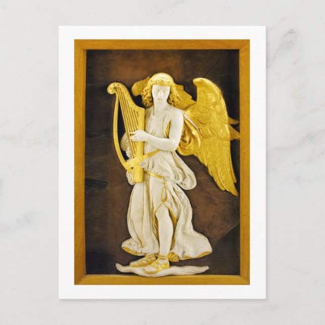 Angel With Golden Harp and Wings Postcard (Front)
