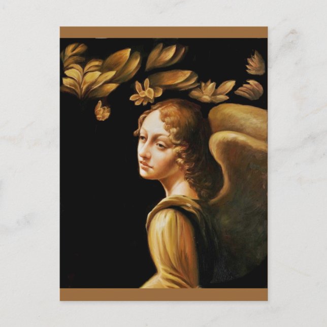 Angel with Golden Leaves Postcard (Front)