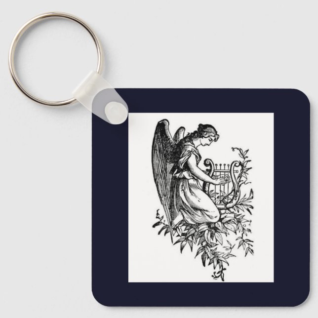 Angel With Harp And Flora Key Ring (Front)