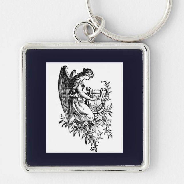 Angel With Harp And Flora Key Ring (Front)
