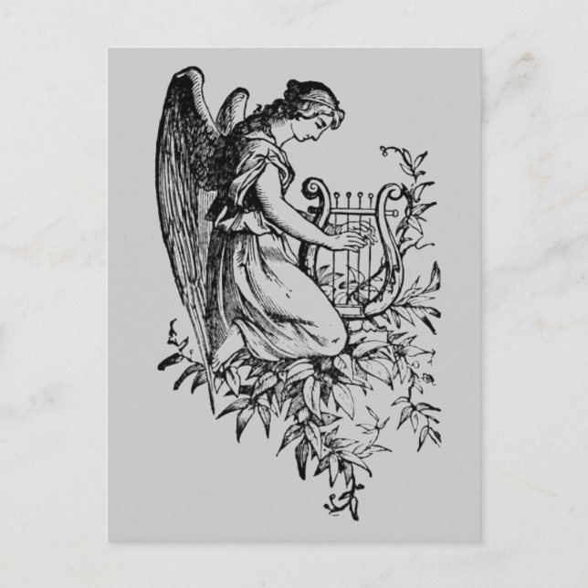 Angel With Harp And Flora Postcard (Front)