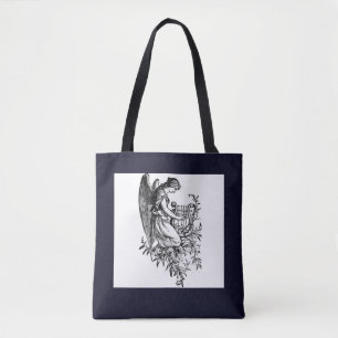 Angel With Harp And Flora Tote Bag