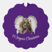 Angel With Harp Paper Ornament Card