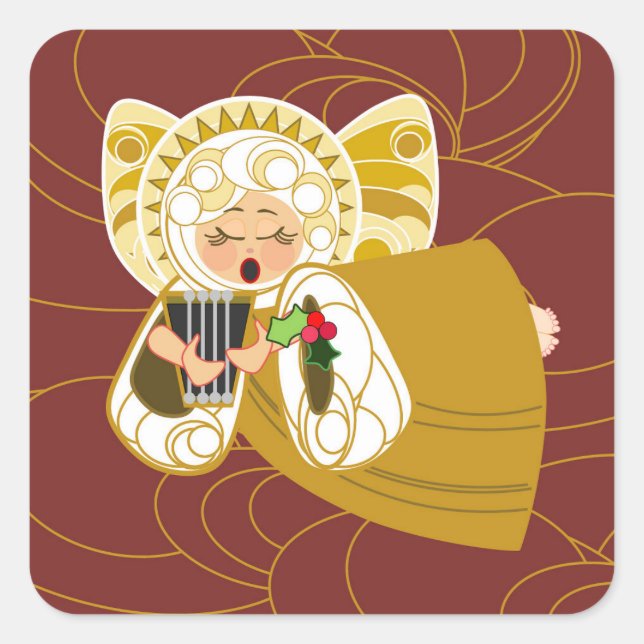 Angel With Harp Sticker (Front)