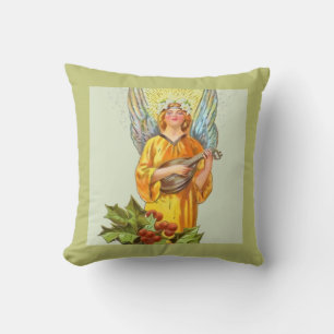 Angel With Holly And Mandolin  Cushion