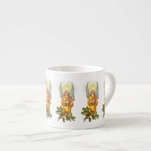 Angel With Holly And Mandolin Espresso Cup
