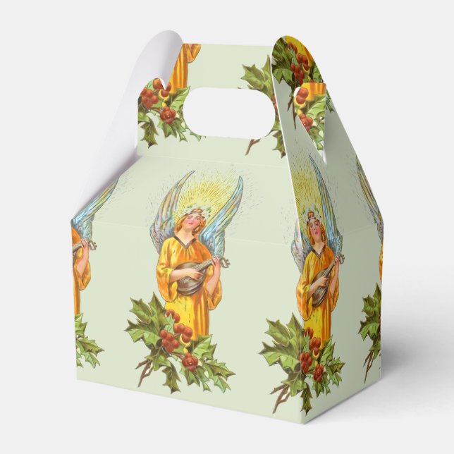 Angel With Holly And Mandolin  Favour Box (Front Side)