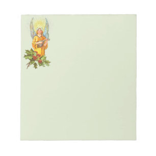Angel With Holly And Mandolin Notepad