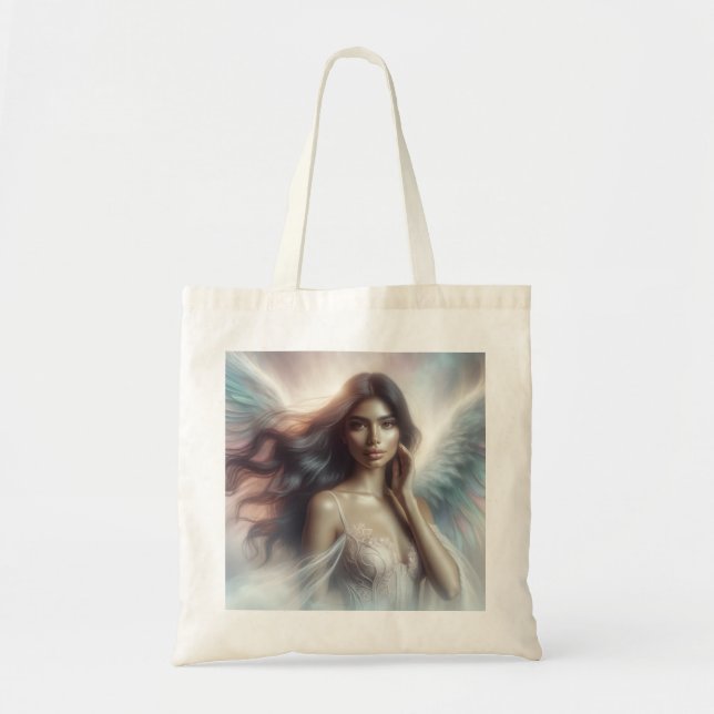 Angel with long dark hair tote bag (Front)