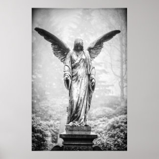 Angel with outstretched wings sculpture poster