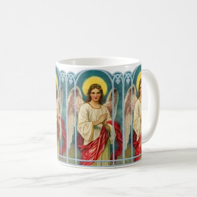 Angel With Pink Ribbon Triptych Coffee Mug (Front Right)