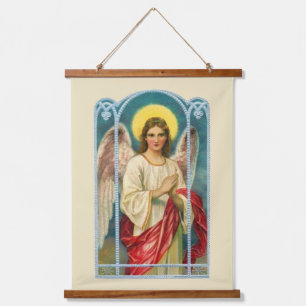 Angel With Pink Ribbon Triptych Hanging Tapestry