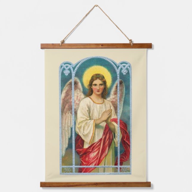 Angel With Pink Ribbon Triptych Hanging Tapestry (Front)