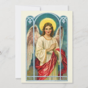 Angel With Pink Ribbon Triptych Invitation