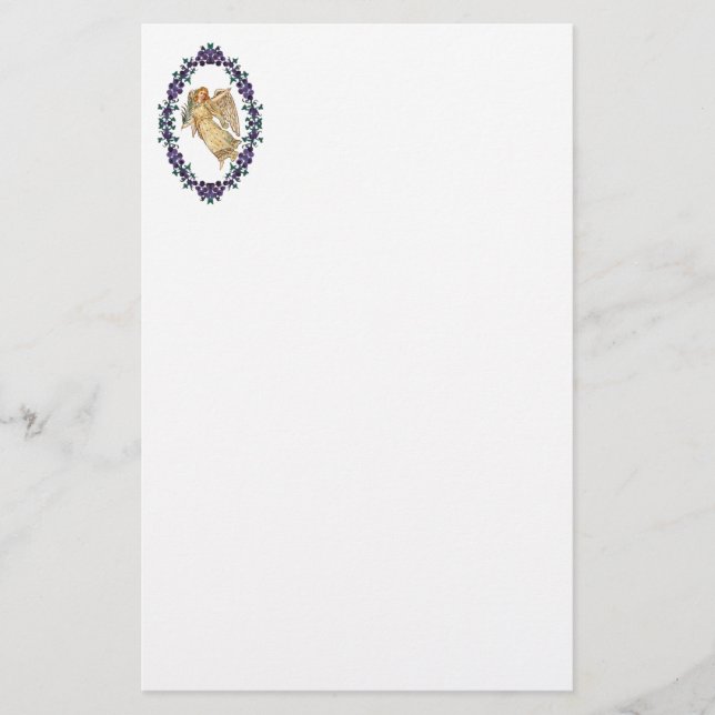 Angel With Purple Decorations Stationery (Front)