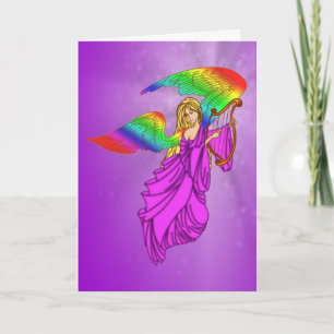 Angel with Rainbow Wings Holiday Card