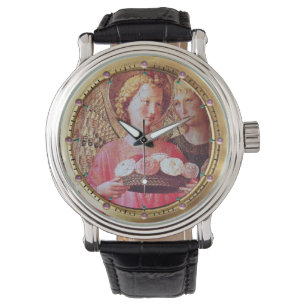 ANGEL WITH ROSES AND ARCHANGEL GABRIEL  Pink Gems Watch