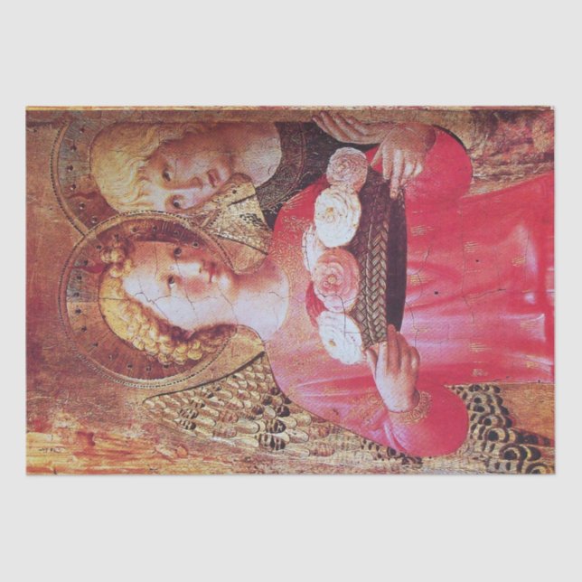 ANGEL WITH ROSES AND ARCHANGEL GABRIEL TISSUE PAPER (Front)
