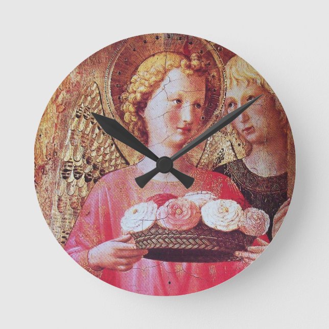 ANGEL WITH ROSES ROUND CLOCK (Front)