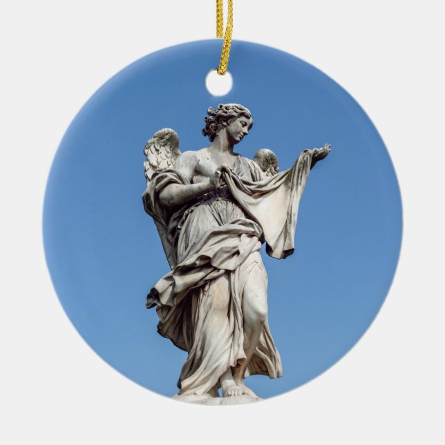 Angel with the Sudarium - Sant'Angelo bridge, Rome Ceramic Tree Decoration (Front)