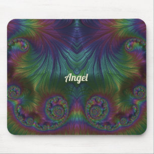 ANGEL ~ Yellow Aqua and Blue Design Mouse Pad