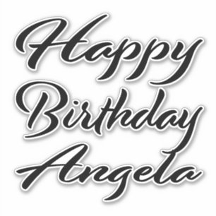 Angela Name First name black Sticker Birthday