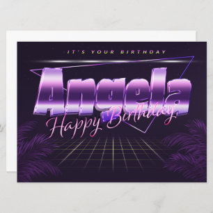 Angela Name First name pura retro card Birthday